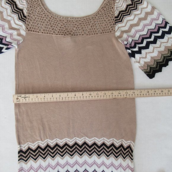 RXB Fitted Knitted Slip On Chevron Dress, Size M (Juniors), Beige Multicolor - Picture 9 of 13